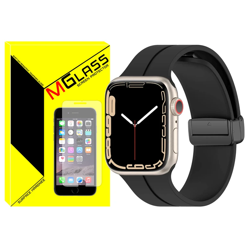 بند ام‌گلس مدل Magnetic-MG مناسب برای اپل واچ سری 1/2/3/4/5/6/7/8/SE/Ultra سایز 42/44/45/49 میلی متری
