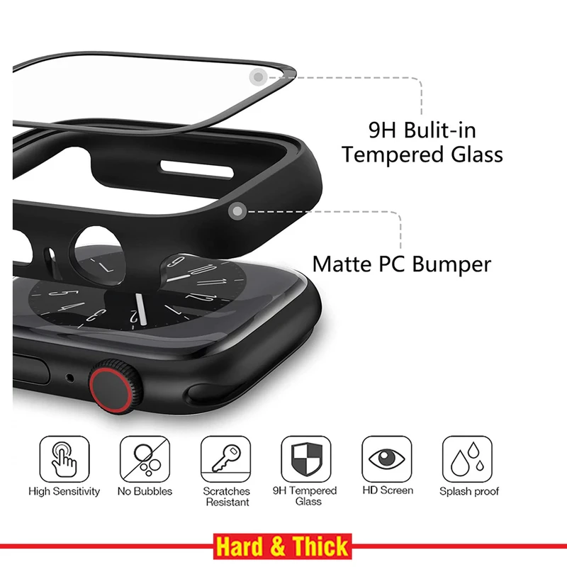 کاور هارد اند تیک مدل HT-360 مناسب برای اپل واچ Series SE 2022 Aluminum Case 44mm / SE 2021 Aluminum Case 44mm / Series 5 44mm / Series 6 44mm / SE 44mm به همراه محافظ صفحه نمایش