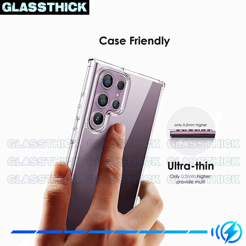محافظ لنز دوربین گلستیک مدل Diamond style Ring مناسب برای گوشی موبایل سامسونگ Galaxy S23 Ultra