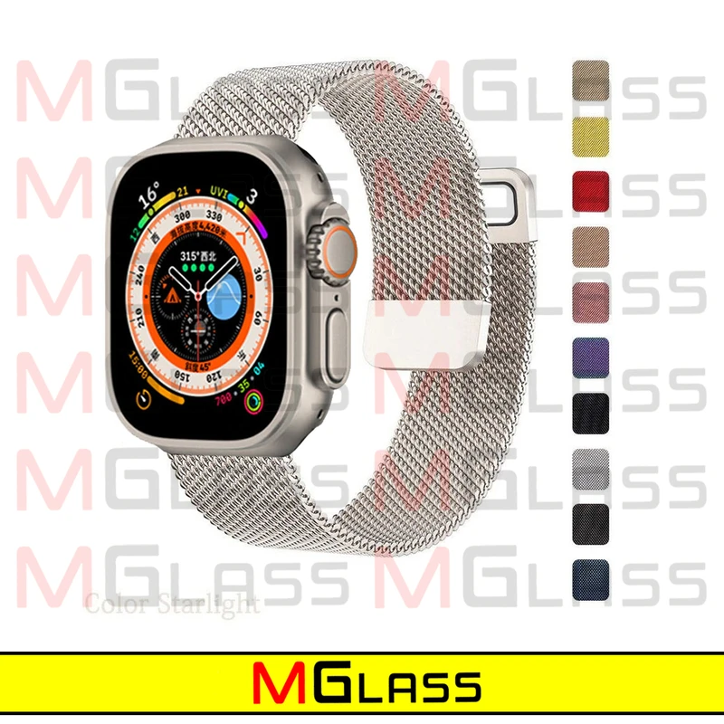 بند ام‌گلس مدل Milanese-MG مناسب برای ساعت هوشمند الترا T1000 Ultra 49mm