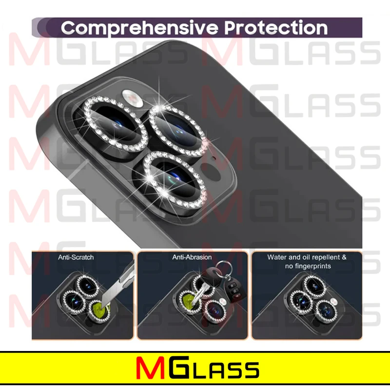 محافظ لنز دوربین ام‌گلس مدل Metal Diamond مناسب برای گوشی موبایل اپل Iphone 12 Pro