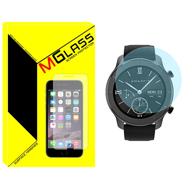 محافظ صفحه نمایش شیشه‌ای ام گلس مدل SH-MG مناسب برای ساعت هوشمند امازفیت GTR 42mm