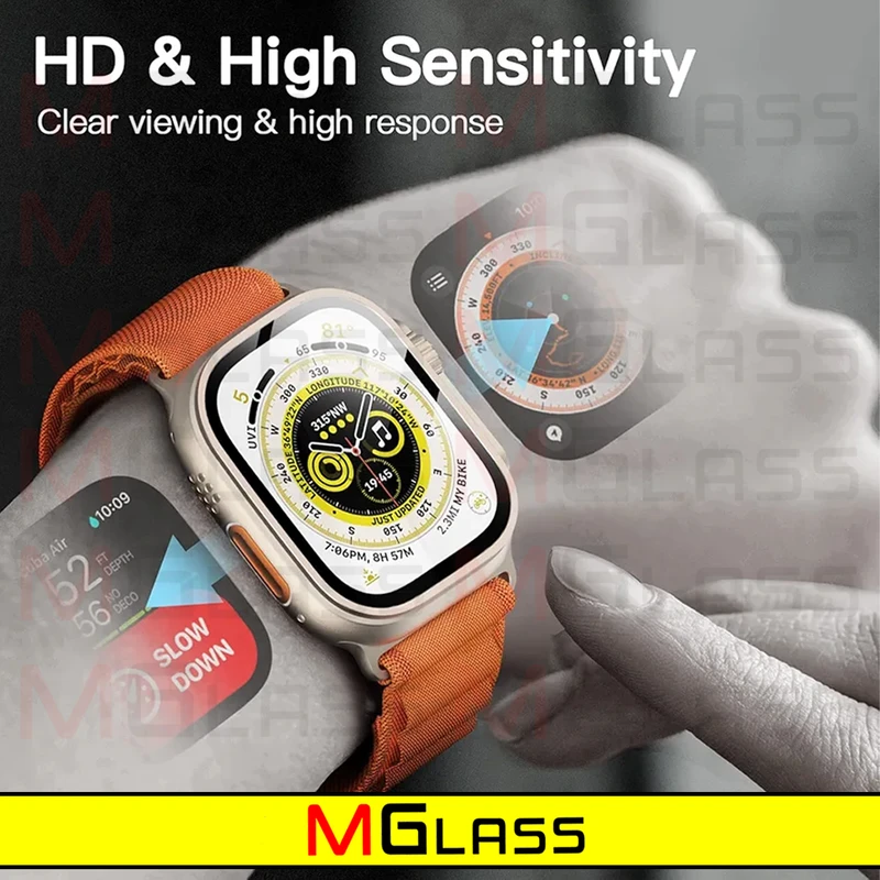 محافظ صفحه نمایش شیشه‌ای ام‌گلس مدل SH-FULL-MG مناسب برای اپل واچ Ultra 49mm / Ultra 2 49mm بسته دو عددی