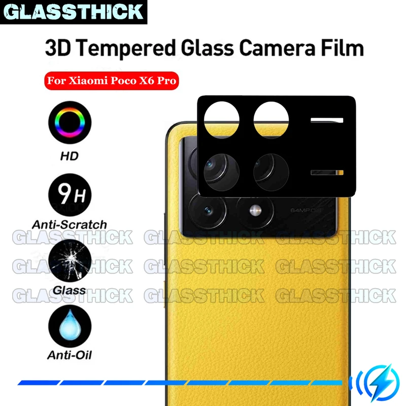 محافظ لنز دوربین گلستیک مدل 3D-GL مناسب برای گوشی موبایل شیائومی Poco X6 Pro
