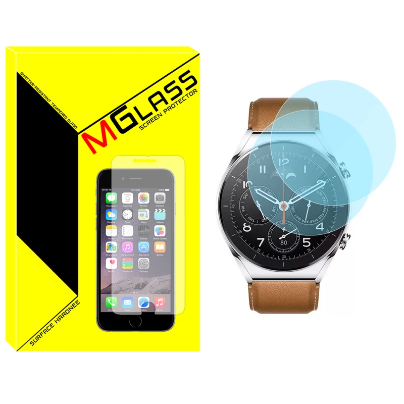 محافظ صفحه نمایش شیشه‌ای ام گلس مدل SH-MG مناسب برای ساعت هوشمند شیائومی Watch S1 بسته دو عددی