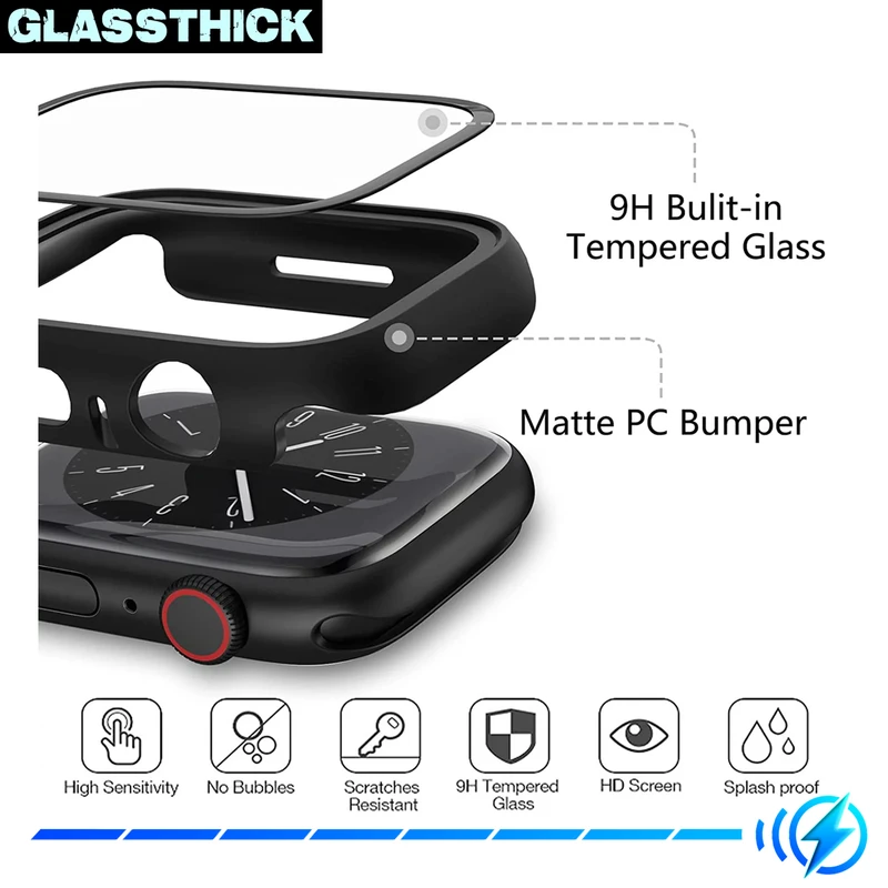 کاور گلستیک مدل GT-360 مناسب برای اپل واچ Series SE 2022 Aluminum Case 44mm / SE 2021 Aluminum Case 44mm / Series 5 44mm / Series 6 44mm / SE 44mm به همراه محافظ صفحه نمایش