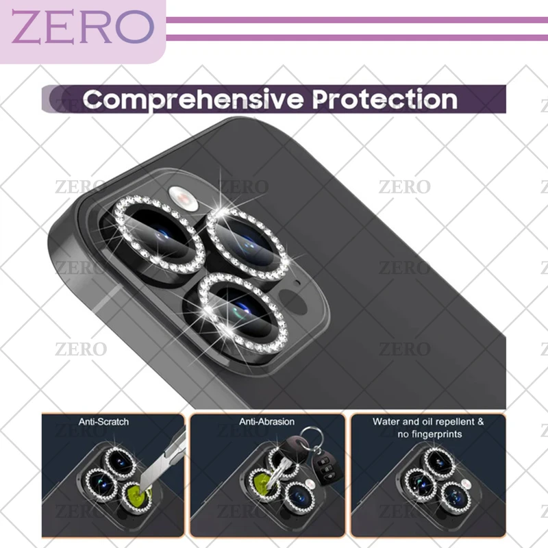 محافظ لنز دوربین زیرو مدل Ring Metal Diamond مناسب برای گوشی موبایل اپل Iphone 14 Pro / 14 Pro max