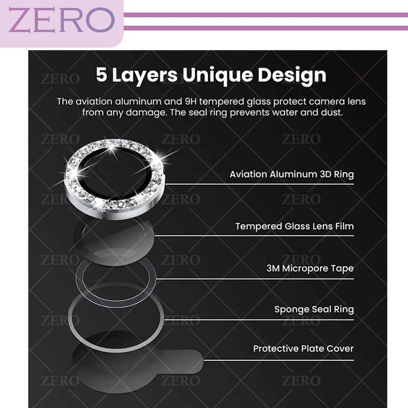 محافظ لنز دوربین زیرو مدل Diamond Ring مناسب برای گوشی موبایل اپل Iphone 12 Pro Max