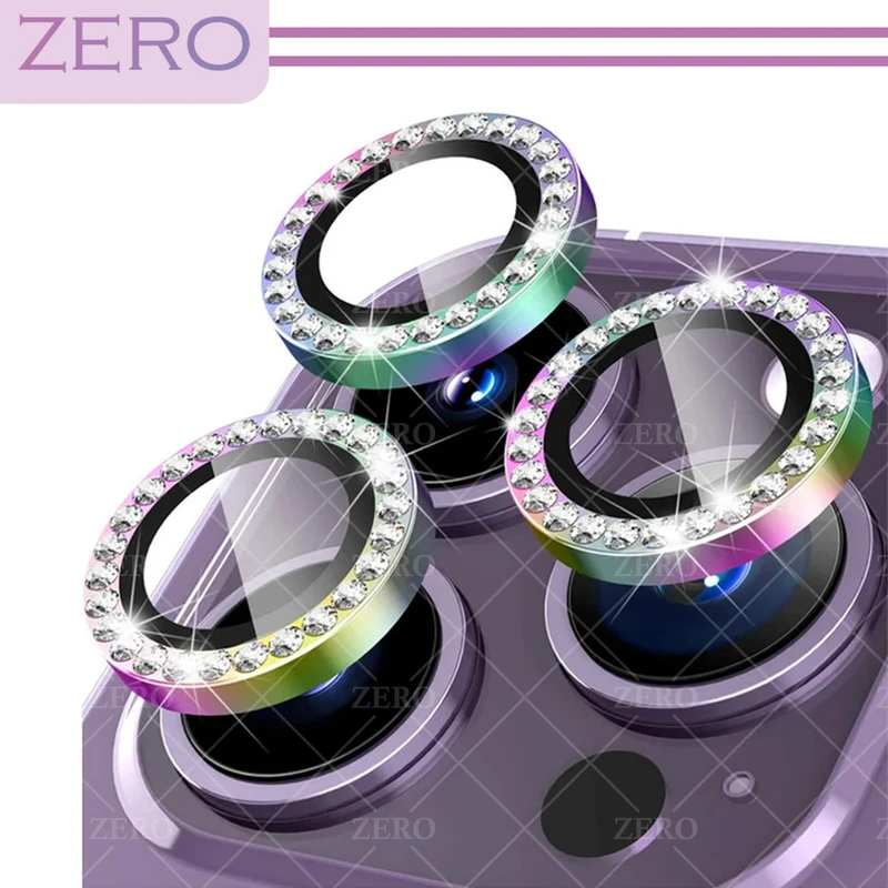 محافظ لنز دوربین زیرو مدل Ring Metal Diamond مناسب برای گوشی موبایل اپل Iphone 14 Pro / 14 Pro max