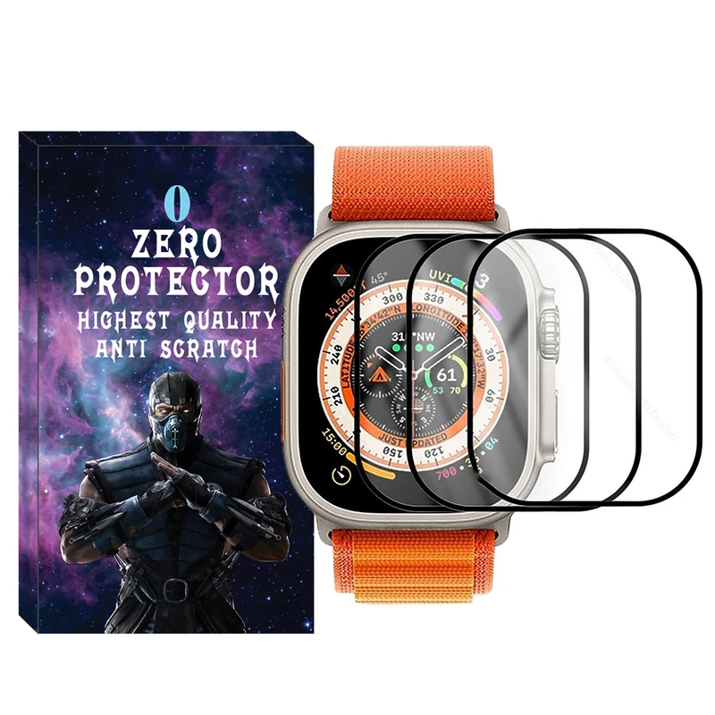 محافظ صفحه نمایش شیشه‌ای زیرو مدل SH-FULL-ZR مناسب برای اپل واچ Ultra 49mm / Ultra 2 49mm بسته سه عددی
