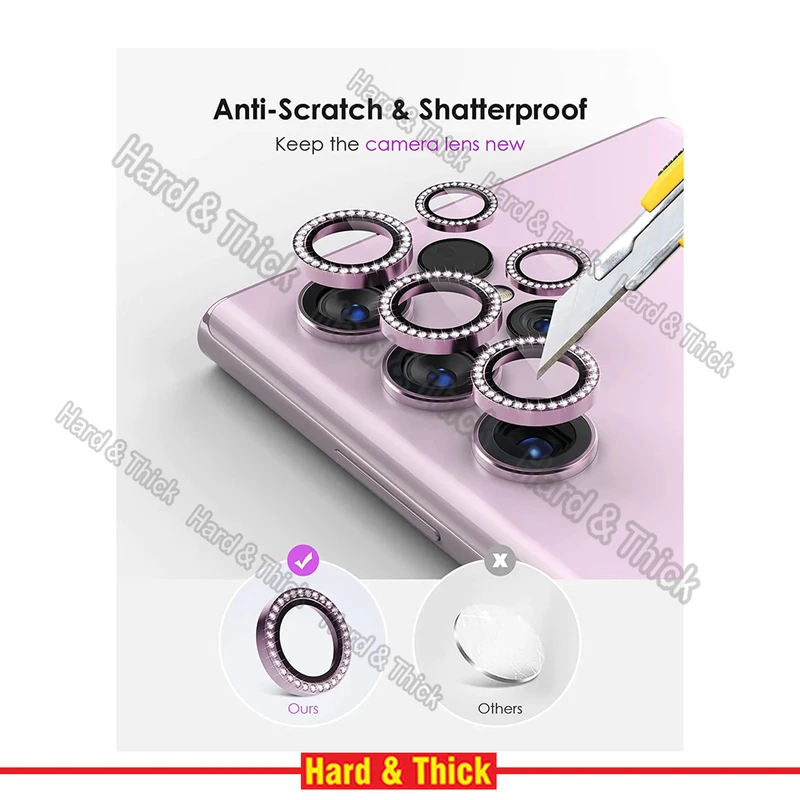 محافظ لنز دوربین هارد اند تیک مدل Diamond Metal Ring مناسب برای گوشی موبایل سامسونگ Galaxy S22 Ultra