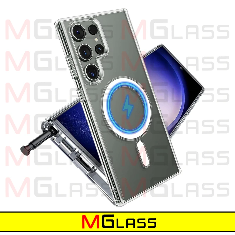 کاور ام‌گلس مدل Magsafe-PR-MG مناسب برای گوشی موبایل سامسونگ Galaxy S24 Ultra 5G به همراه محافظ صفحه نمایش گوشی