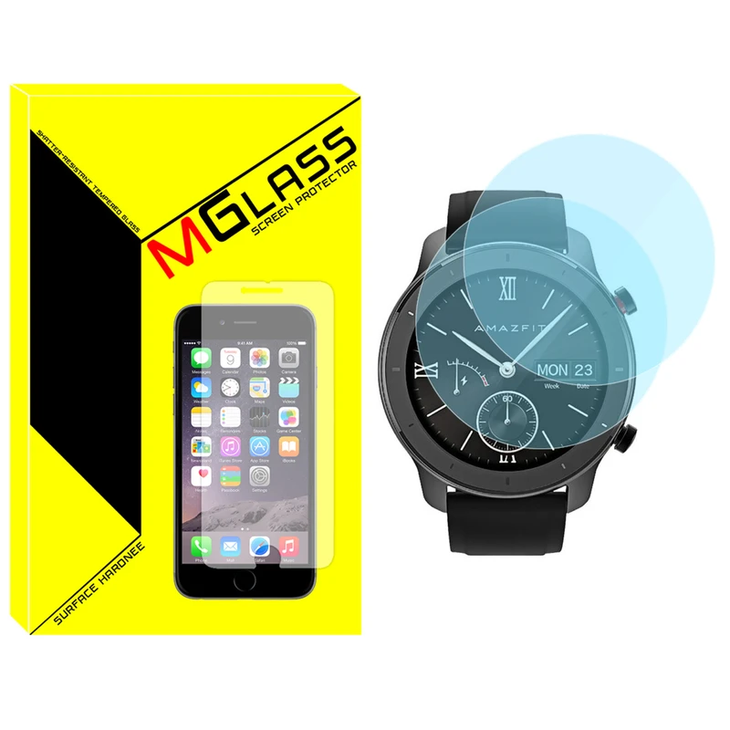محافظ صفحه نمایش شیشه‌ای ام گلس مدل SH-MG مناسب برای ساعت هوشمند امازفیت GTR 42mm بسته دو عددی