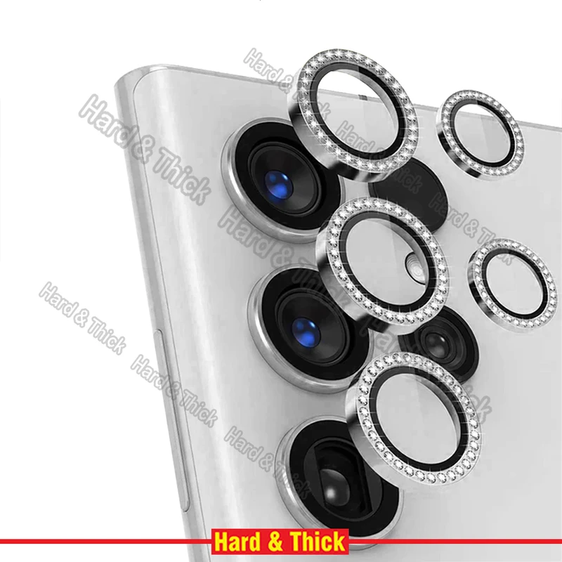 محافظ لنز دوربین هارد اند تیک مدل Diamond Metal Ring مناسب برای گوشی موبایل سامسونگ Galaxy S22 Ultra