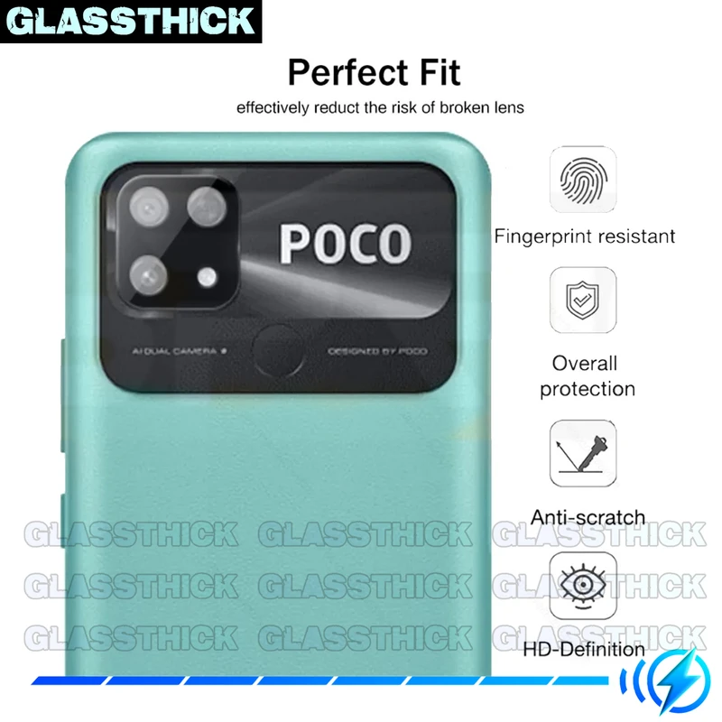 محافظ لنز دوربین گلستیک مدل 3D-GL مناسب برای گوشی موبایل شیائومی Poco C40 / Redmi 10C