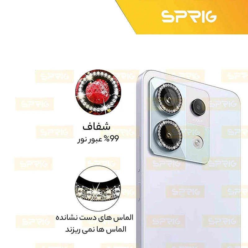 محافظ لنز دوربین رینگی اسپریگ مدل Ring Metal Diamond مناسب برای گوشی موبایل شیائومی Redmi Note 13 Pro 5G