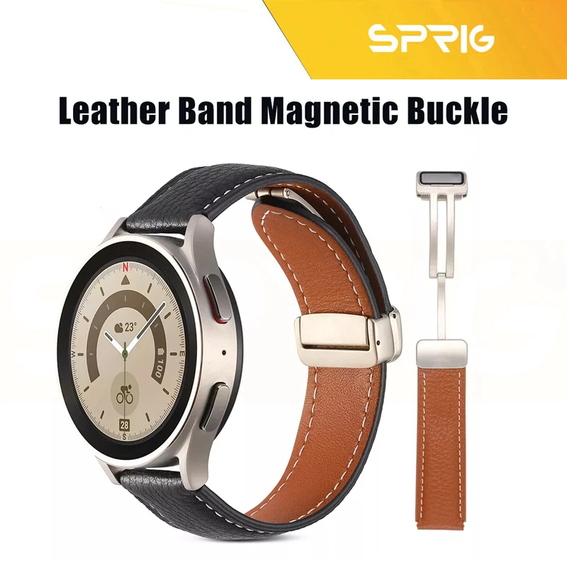 بند اسپریگ مدل MAG Leather مناسب برای ساعت هوشمند سامسونگ Galaxy Watch 6 Classic 47mm