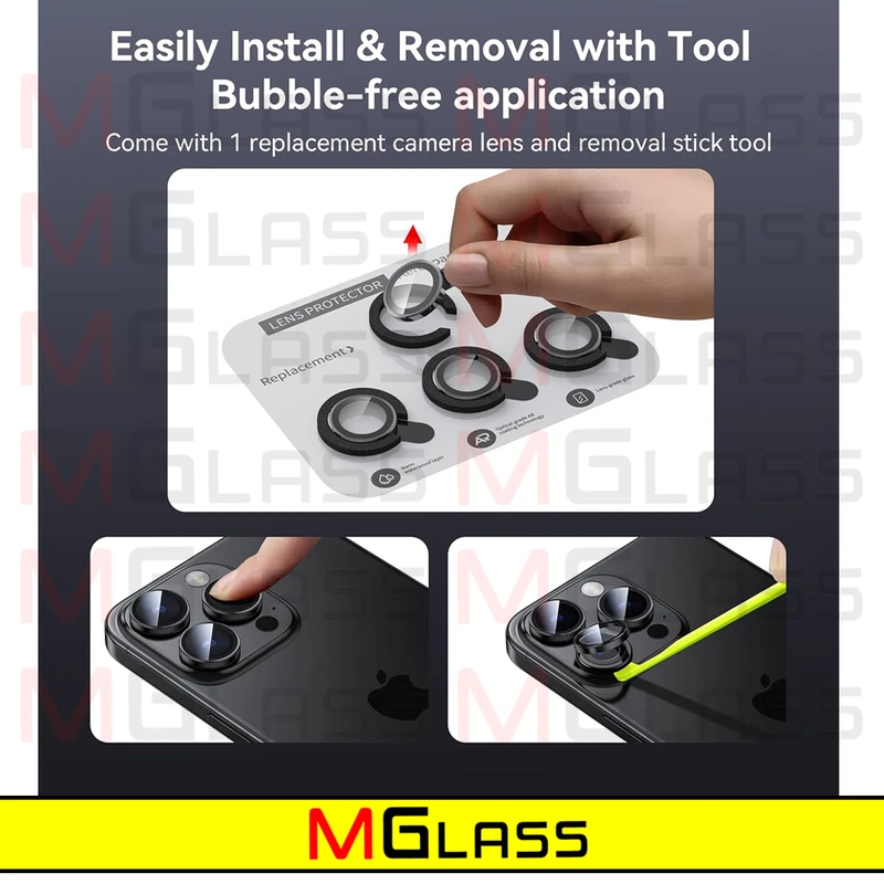 محافظ لنز دوربین ام‌گلس مدل Ring-Metal-MG مناسب برای گوشی موبایل اپل Iphone 15 Pro