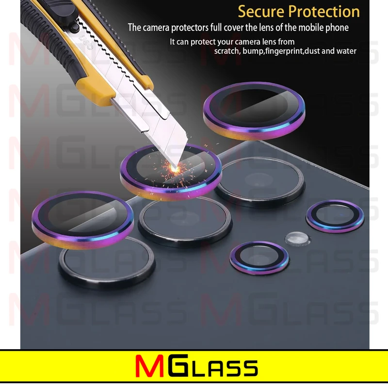 محافظ لنز دوربین ام‌گلس مدل Colorful Ring MG مناسب برای گوشی موبایل سامسونگ Galaxy S22 Ultra