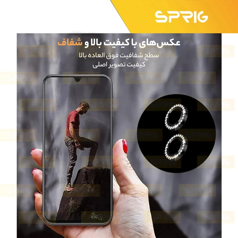 محافظ لنز دوربین رینگی اسپریگ مدل Ring Metal Diamond مناسب برای گوشی موبایل شیائومی Redmi Note 13 5G