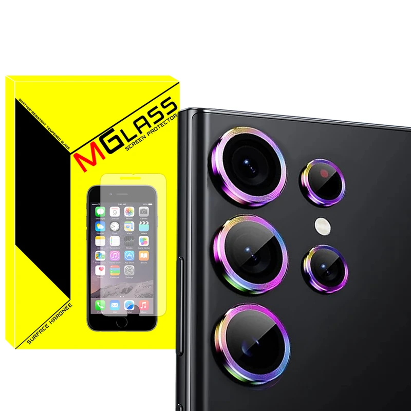 محافظ لنز دوربین ام‌گلس مدل Colorful Ring MG مناسب برای گوشی موبایل سامسونگ Galaxy S22 Ultra