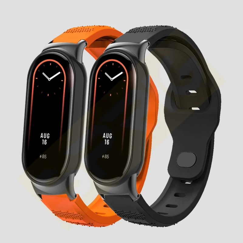 بند اسپریگ مدل Spig Clear Guard مناسب برای ساعت هوشمند شیائومی Mi band 8 به همراه کاور