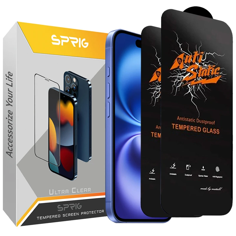 محافظ صفحه نمایش آنتی استاتیک اسپریگ مدل Antistatic_MTB مناسب برای گوشی موبایل اپل Iphone 12 Pro Max بسته دو عددی