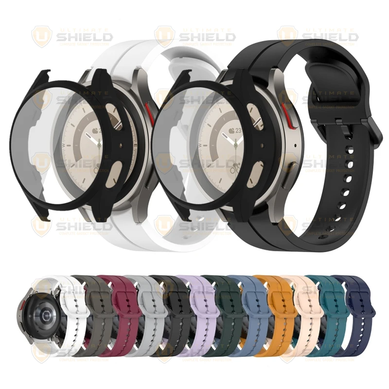 بند آلتیمیت شیلد مدل Silic ORG_GRD مناسب برای ساعت هوشمند سامسونگ Galaxy Watch 4 Classic 46mm به همراه کاور