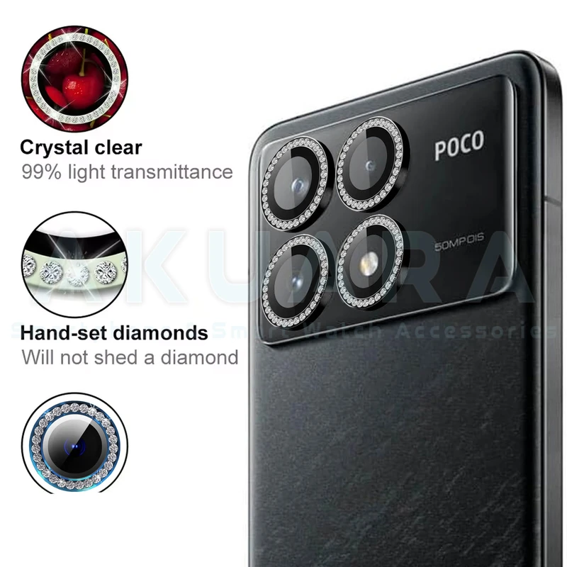 محافظ لنز دوربین رینگی آکوآرا مدل Ring Diamond STL مناسب برای گوشی موبایل شیائومی Poco F6 Pro