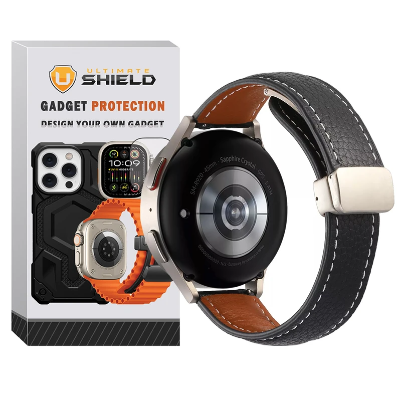 بند آلتیمیت شیلد مدل MAG Leather UL TW مناسب برای ساعت هوشمند هپی تاچ K59 Pro / K56 Pro Ultra