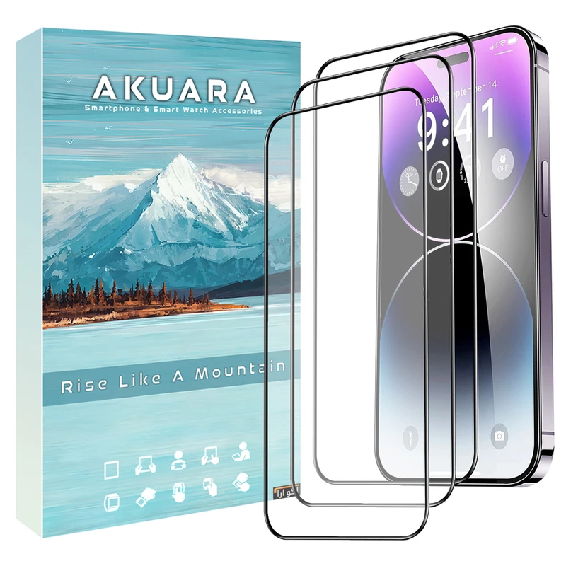 محافظ صفحه نمایش آکوآرا مدل Full AKU مناسب برای گوشی موبایل اپل iPhone 16 Pro Max مجموعه سه عددی