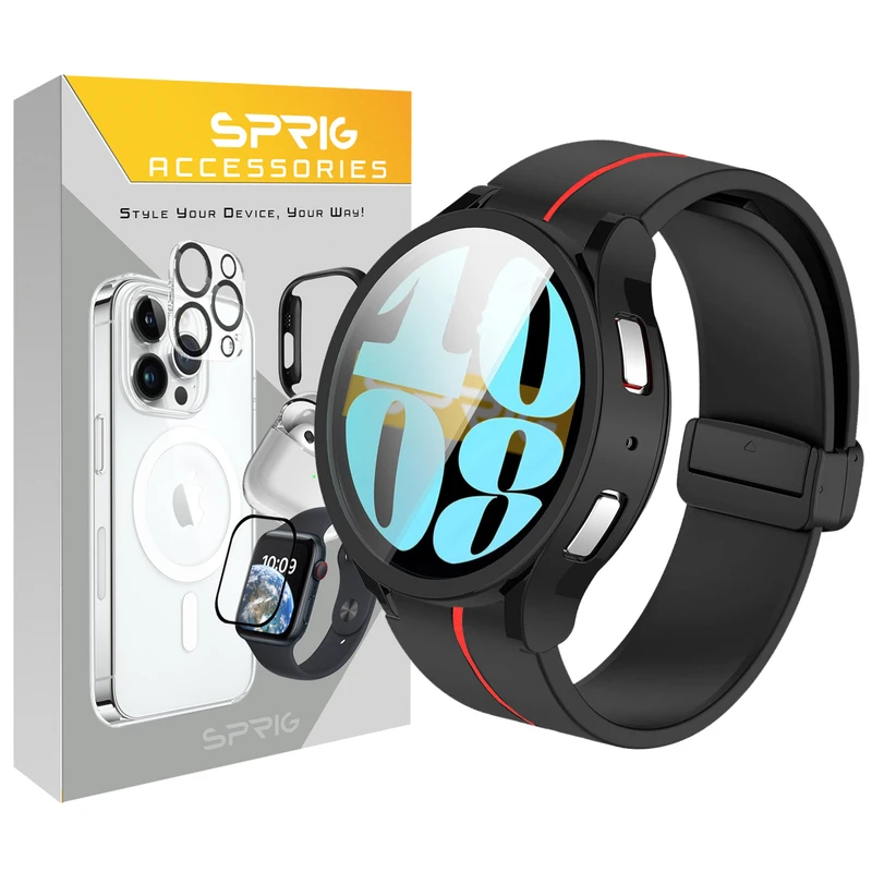 بند اسپریگ مدل Cline Guard مناسب برای ساعت هوشمند سامسونگ Galaxy Watch 4 40mm/4 44mm/5 40mm/5 44mm/6 40mm/6 44mm/7 40mm/7 44mm به همراه کاور