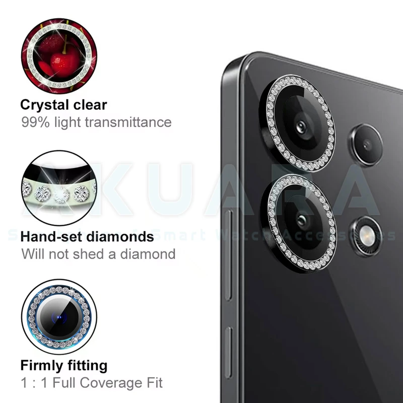 محافظ لنز دوربین رینگی آکوآرا مدل Ring Diamond STL مناسب برای گوشی موبایل شیائومی Redmi Note 13 4G