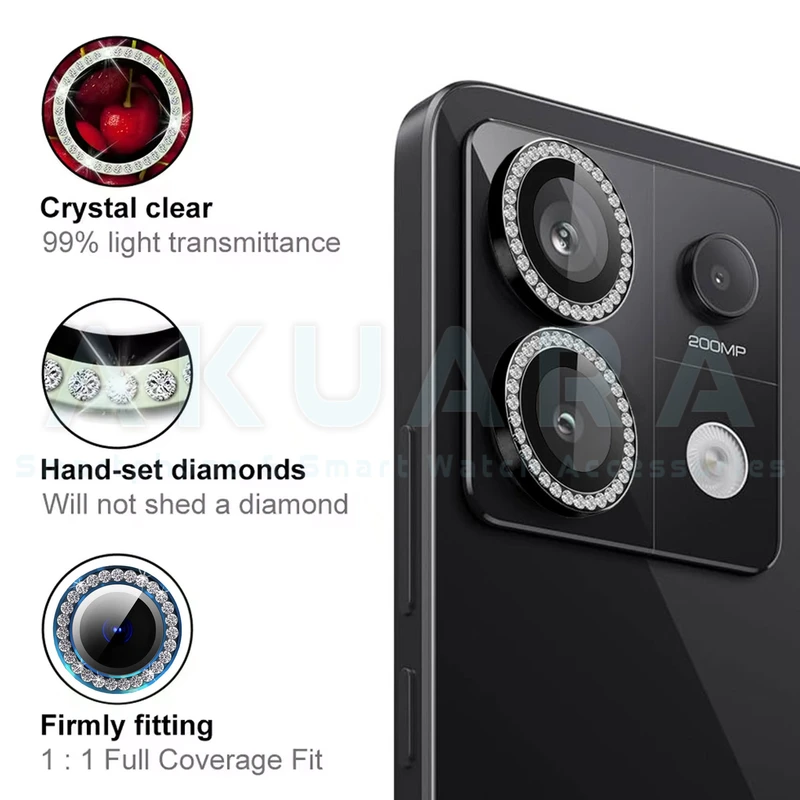 محافظ لنز دوربین رینگی آکوآرا مدل Ring Diamond STL مناسب برای گوشی موبایل شیائومی Redmi Note 13 Pro 5G
