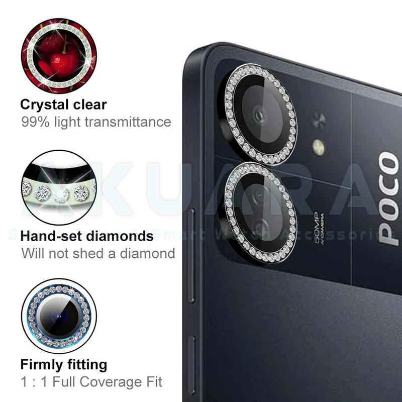 محافظ لنز دوربین رینگی آکوآرا مدل Ring Diamond STL مناسب برای گوشی موبایل شیائومی Poco C65