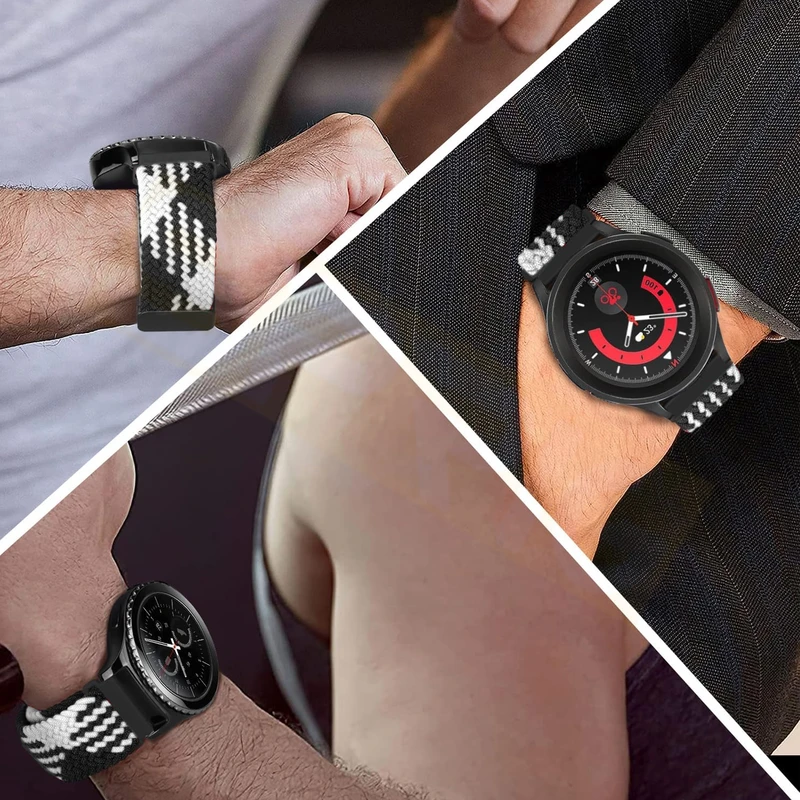 بند اسپریگ مدل Braided MAG BL-WH مناسب برای ساعت هوشمند سامسونگ Galaxy Watch 4 Classic 46mm به همراه کاور