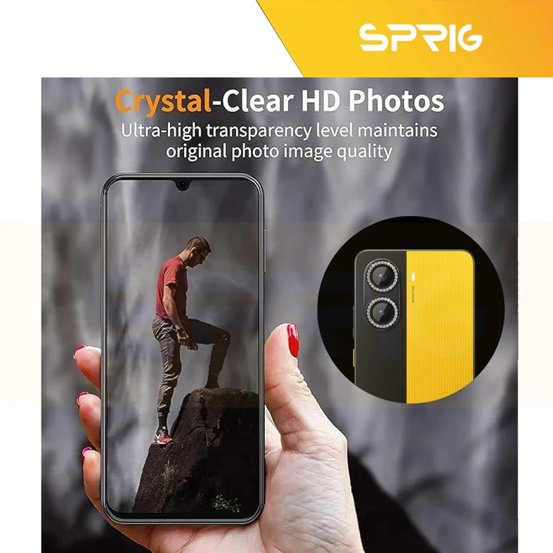 محافظ لنز دوربین اسپریگ مدل Ring Metal Diamond مناسب برای گوشی موبایل شیائومی Poco X7 Pro