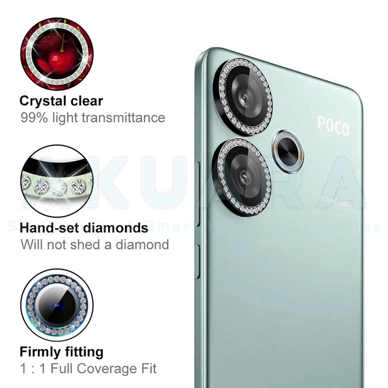 محافظ لنز دوربین رینگی آکوآرا مدل Ring Diamond STL مناسب برای گوشی موبایل شیائومی Poco F6
