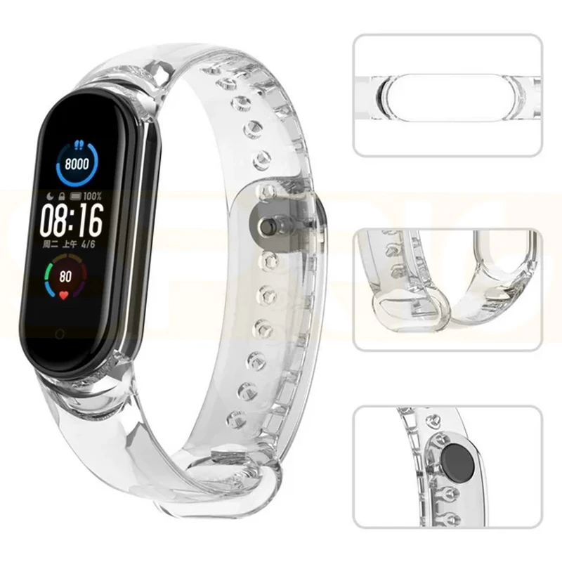 بند اسپریگ مدل Clear Silicone مناسب برای ساعت هوشمند شیائومی Mi Band 3/4
