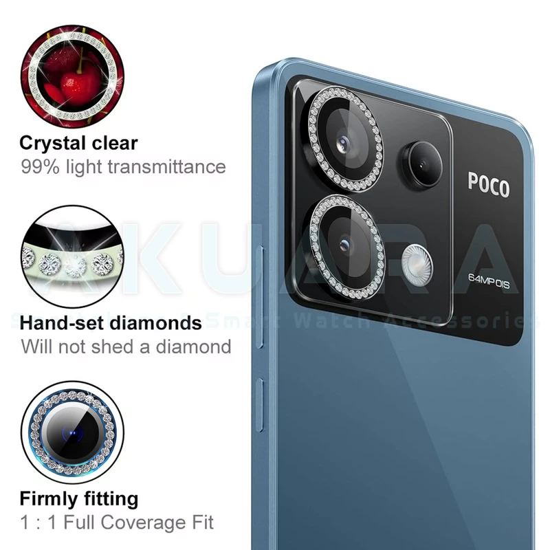 محافظ لنز دوربین رینگی آکوآرا مدل Ring Diamond STL مناسب برای گوشی موبایل شیائومی Poco X6