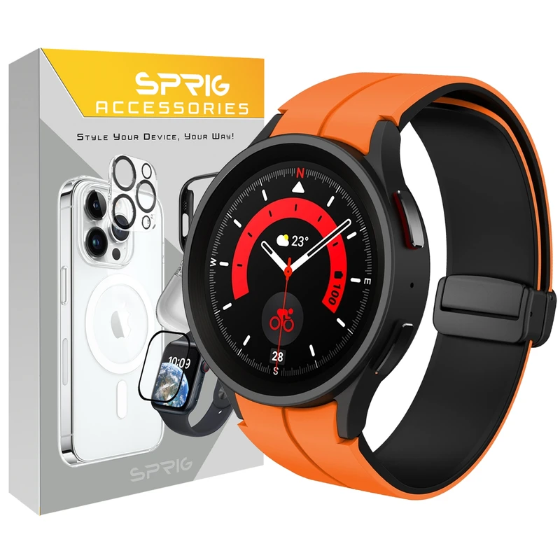 بند اسپریگ مدل Silicone MAG ORG DualC مناسب برای ساعت هوشمند سامسونگ Galaxy Watch 4 40mm / Watch 4 44mm / Watch 4 Classic 42mm / Watch 4 Classic 46mm