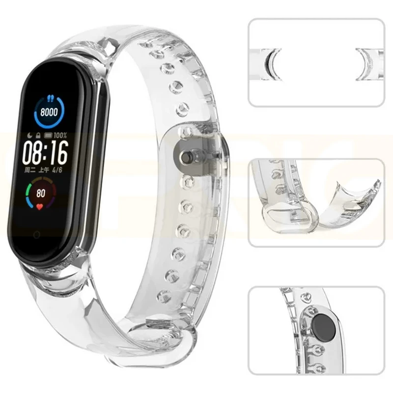 بند اسپریگ مدل Clear Silicone مناسب برای ساعت هوشمند شیائومی Mi band 8/9