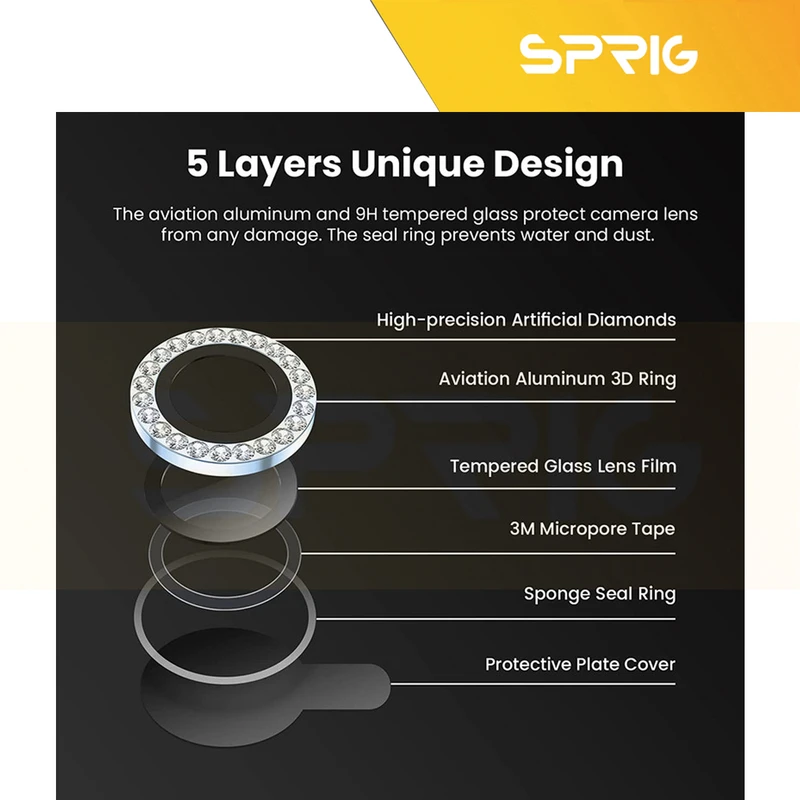 محافظ لنز دوربین اسپریگ مدل Ring Metal Diamond مناسب برای گوشی موبایل شیائومی Poco X7 Pro