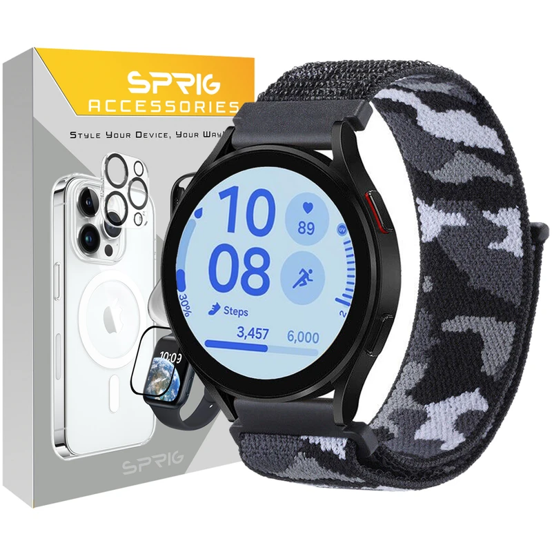 بند اسپریگ مدل Army nylon مناسب برای ساعت هوشمند سامسونگ Galaxy Watch FE