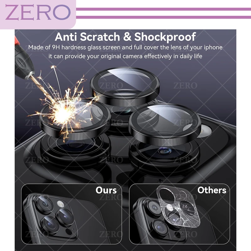 محافظ لنز دوربین زیرو مدل Ring-Metal-ZR مناسب برای گوشی موبایل اپل Iphone 15 Pro