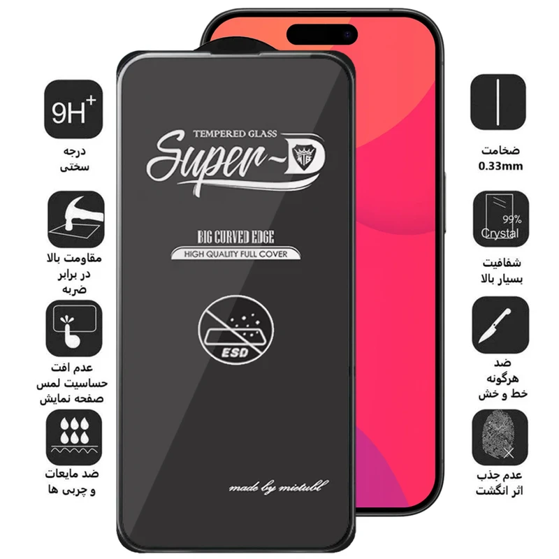 محافظ صفحه نمایش آکوآرا مدل Superd-ESD مناسب برای گوشی موبایل اپل iPhone 15