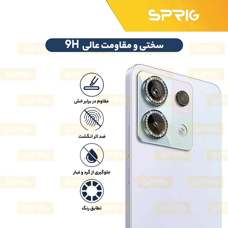 محافظ لنز دوربین رینگی اسپریگ مدل Ring Metal Diamond مناسب برای گوشی موبایل شیائومی Redmi Note 13 Pro 5G