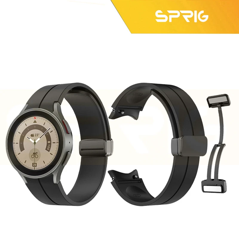 بند اسپریگ مدل Silicone Set مناسب برای سامسونگ Galaxy Watch 4/5/6/7/Fe سایز 40/43/44/46/47 میلی متری به همراه کیس هدفون بی سیم سامسونگ Galaxy Buds 3 / 3 Pro