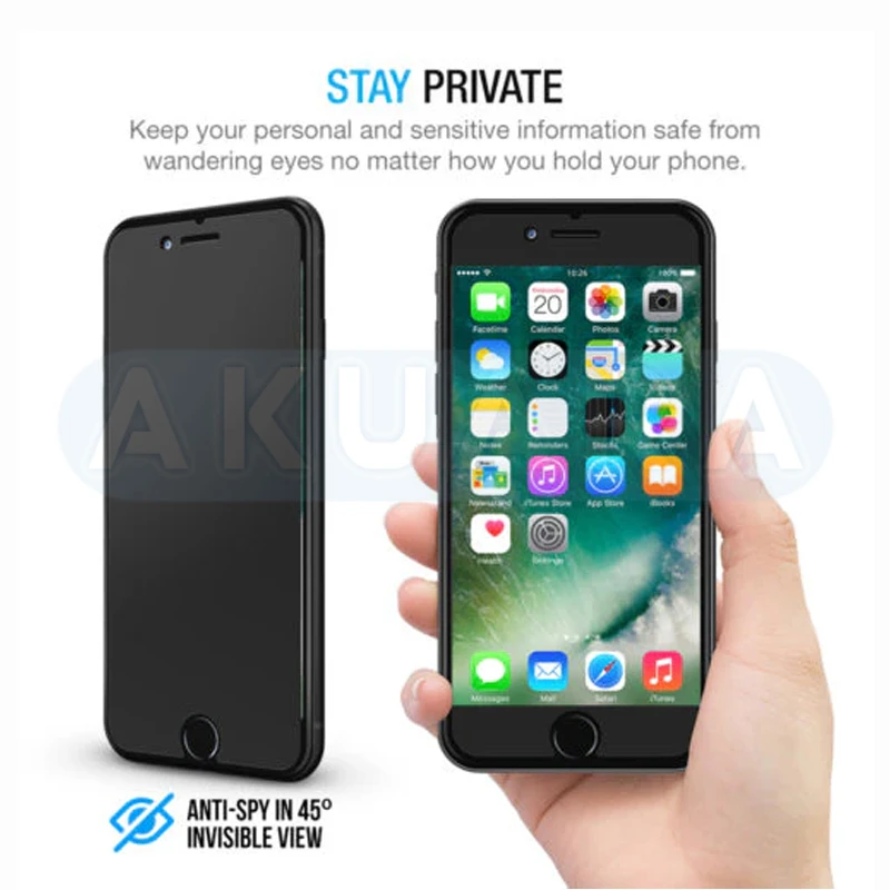 محافظ صفحه نمایش حریم شخصی آکوآرا مدل Prv AKU مناسب برای گوشی موبایل اپل iPhone 7 / 8 / SE 2020 / SE2022 مجموعه دو عددی