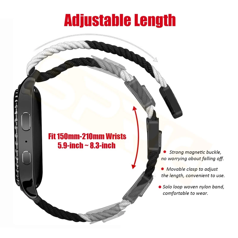 بند اسپریگ مدل Braided MAG BL-WH مناسب برای ساعت هوشمند سامسونگ Galaxy Watch 4 Classic 46mm به همراه کاور